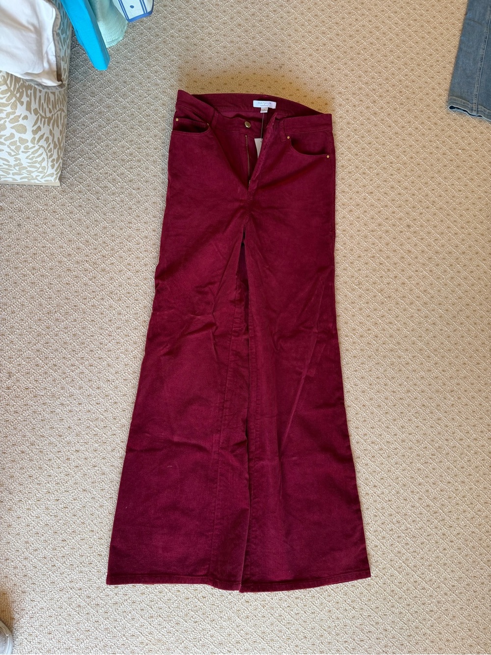 Ann Taylor Burgundy Wide-Leg Corduroy Pants